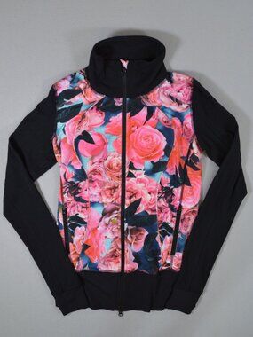 Lululemon Nice Asana Jacket Secret Garden Floral Black Size 6 Thumbholes